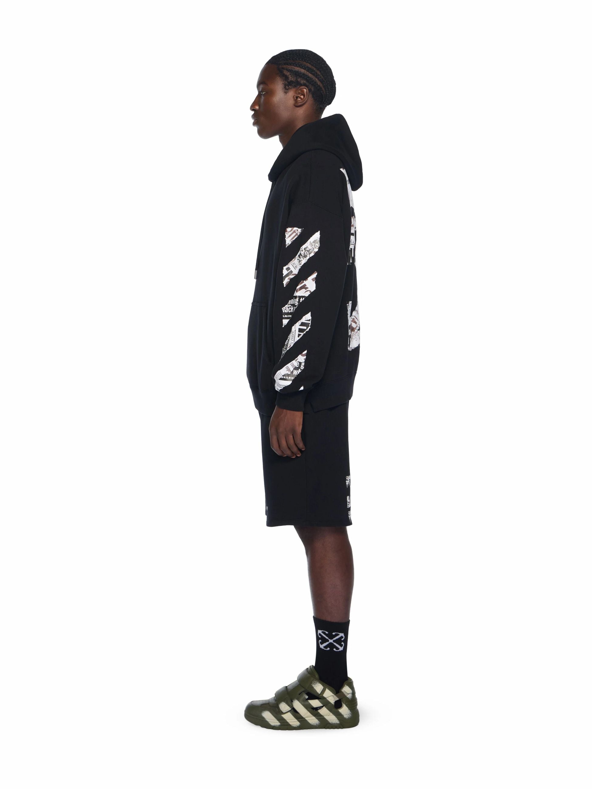 NEWS PAPER ARR SKATE SWEATSHORTS - - OFF-WHITE