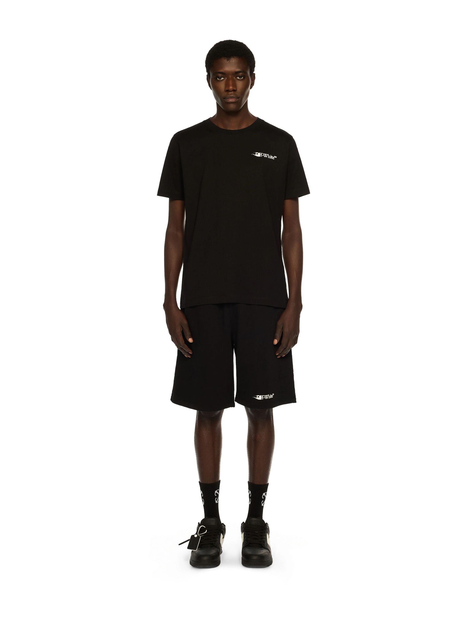 INK ARROW SKATE SWEATSHORTS - - OFF-WHITE