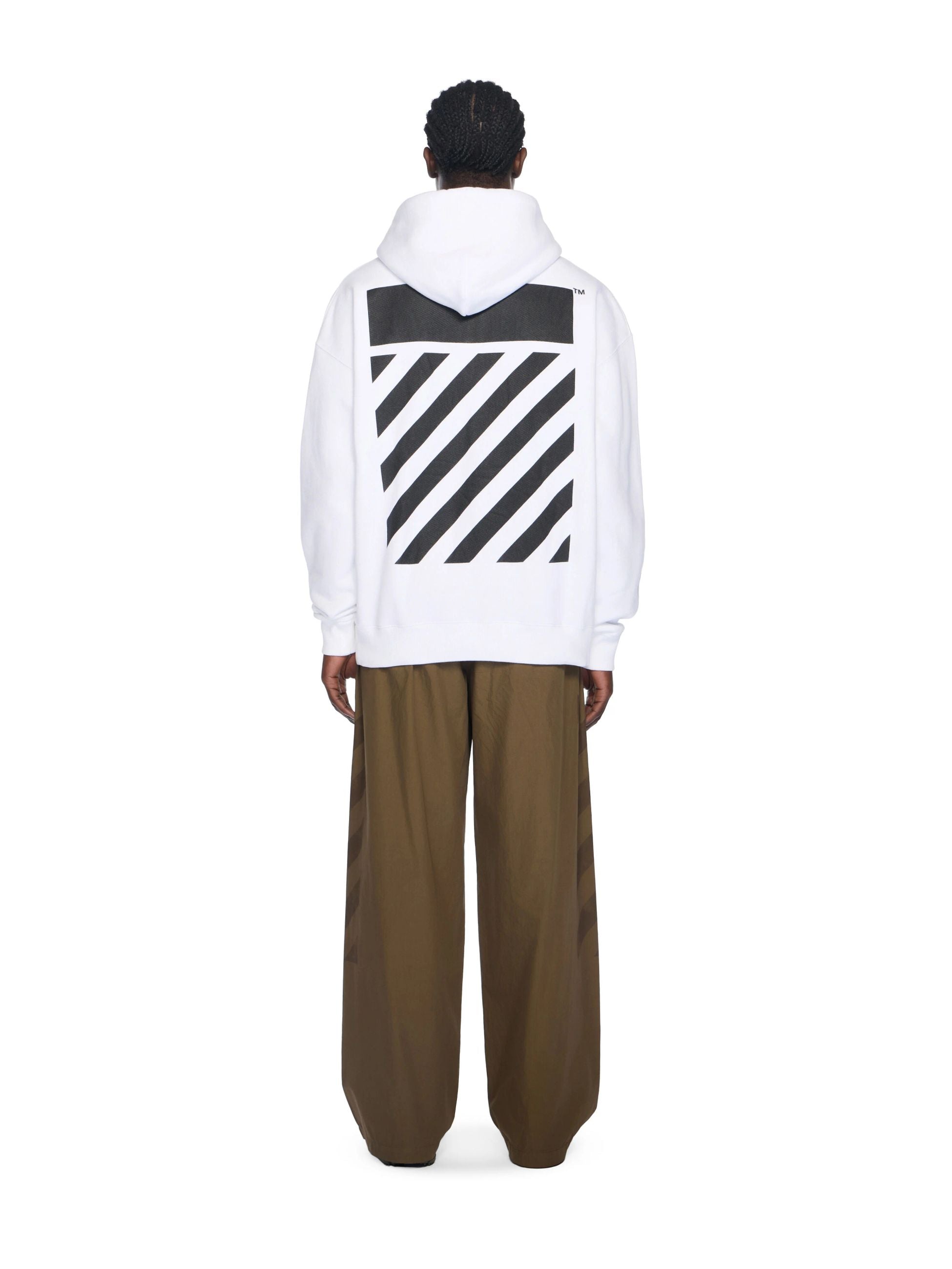 FLANNEL DIAG SKATE HOODIE - - OFF-WHITE