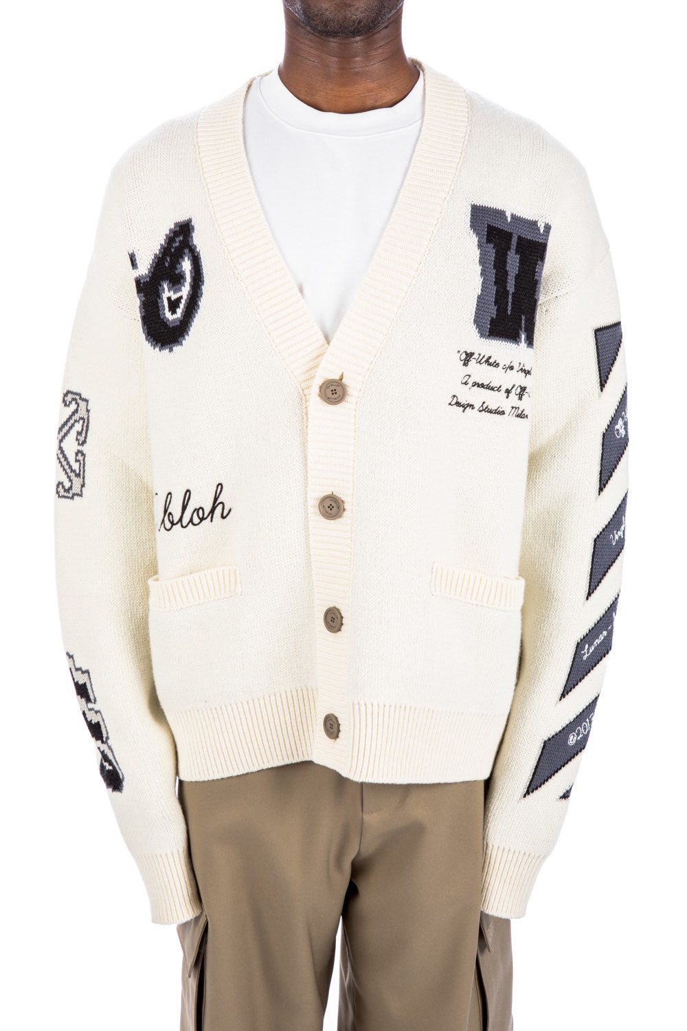 MOON VARS KNIT CARDIGAN - - OFF-WHITE