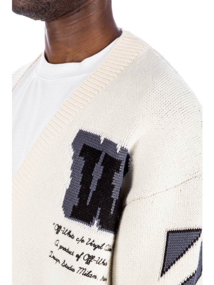 MOON VARS KNIT CARDIGAN - - OFF-WHITE