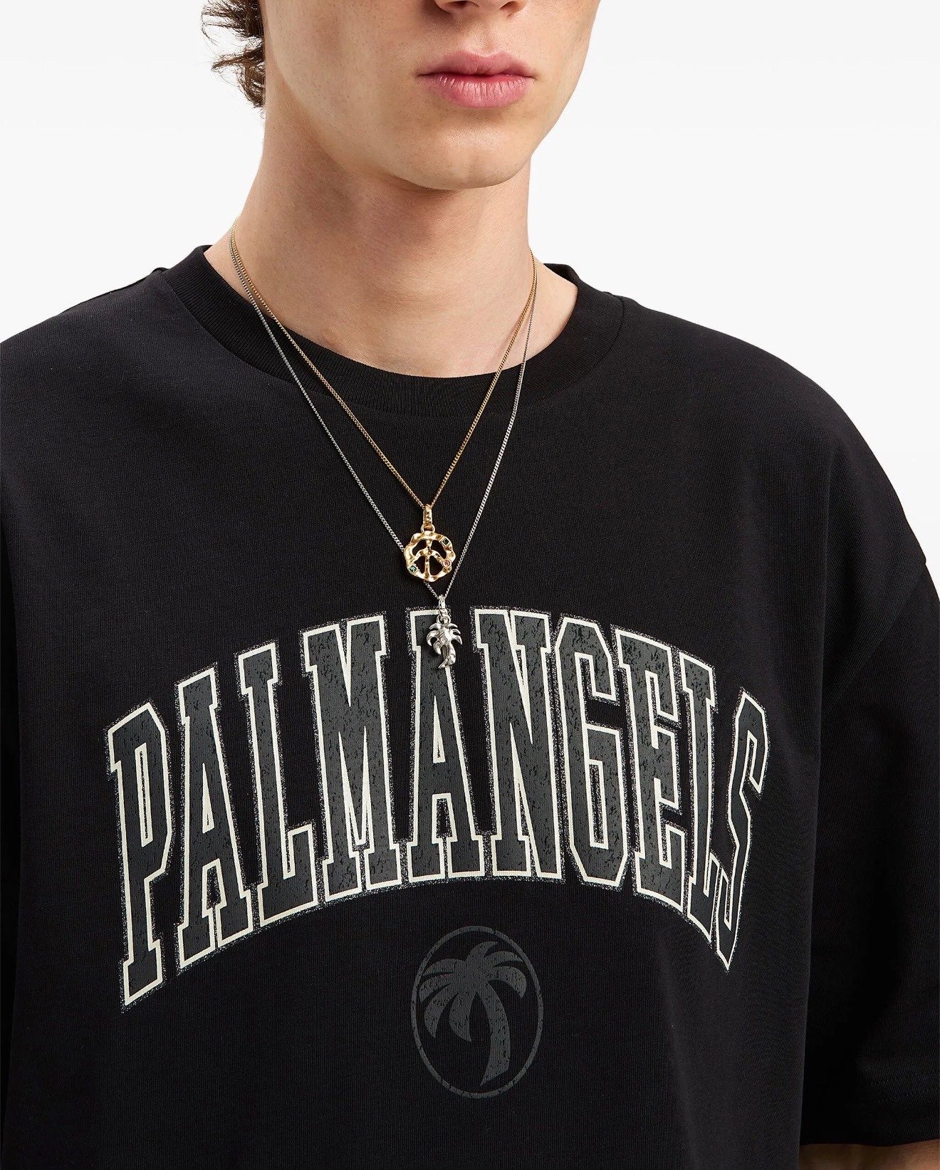 COLLEGE PALM SLIM TEE - - PALM ANGELS