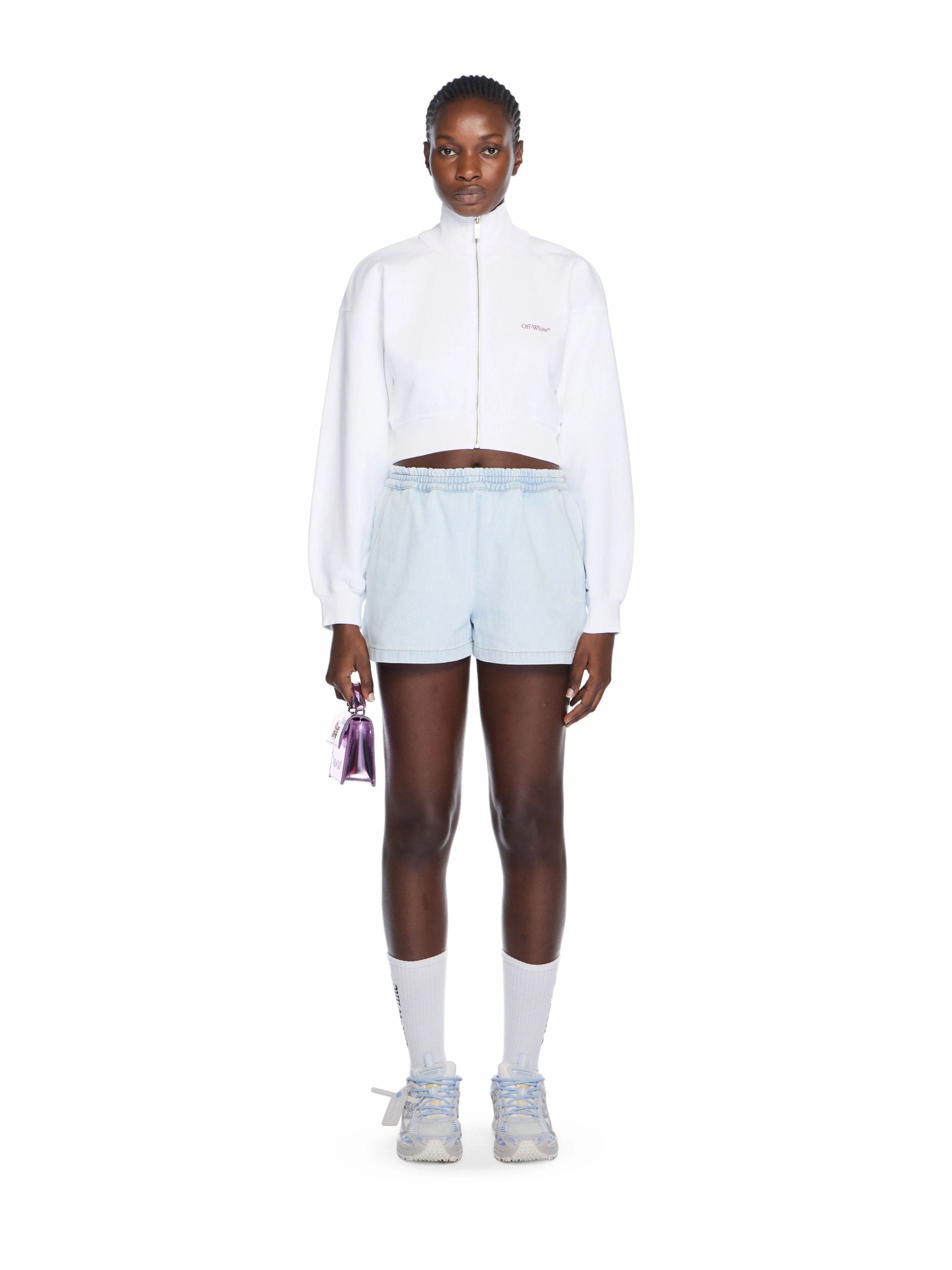 WATER ARROW CROP ZIP-UP JACKET - - OFF-WHITE DONNA