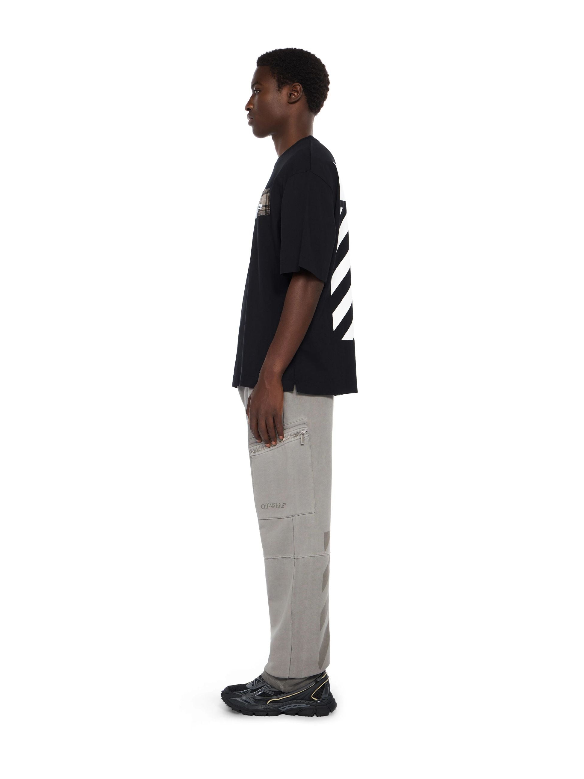 FLANNEL DIAG SKATE TEE - - OFF-WHITE