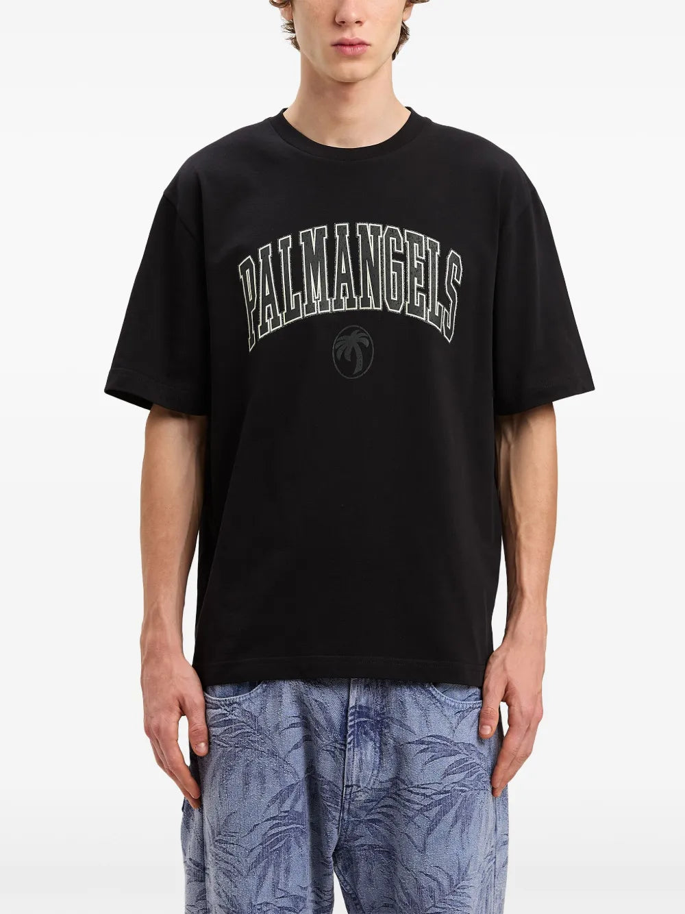 COLLEGE PALM SLIM TEE - - PALM ANGELS