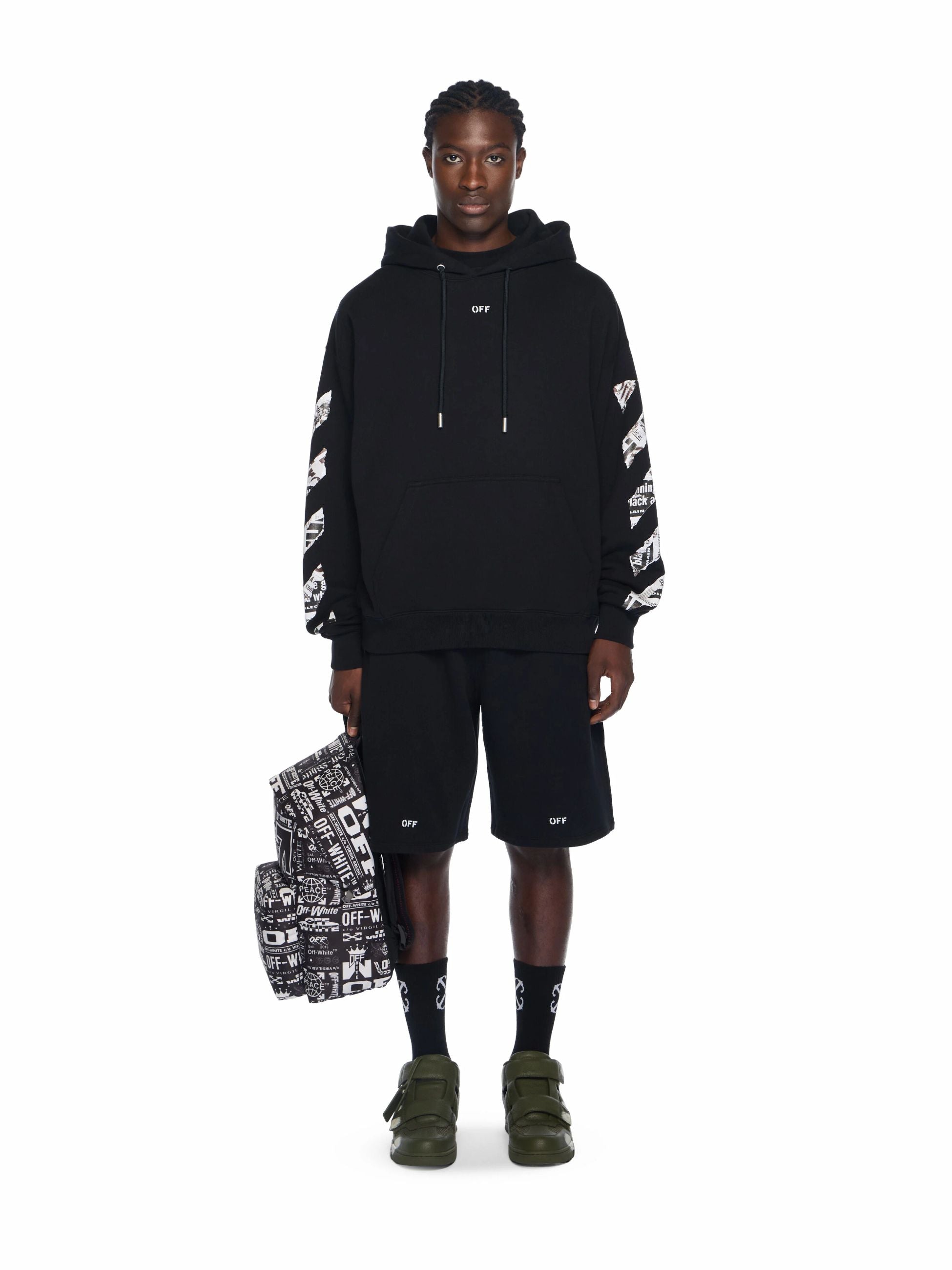 NEWS PAPER ARR SKATE SWEATSHORTS - - OFF-WHITE