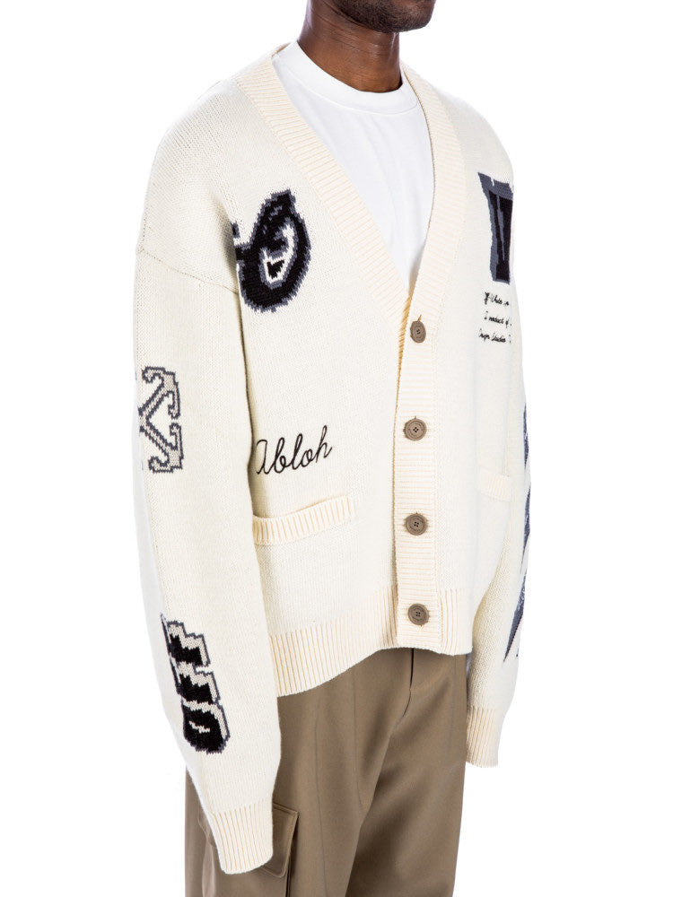 MOON VARS KNIT CARDIGAN - - OFF-WHITE
